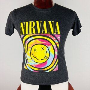 Nirvana Drunk Logo Smiley Face Rainbow Colors Small T-Shirt Shirt